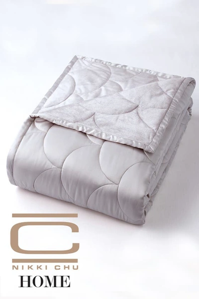 Climarest Allied Home Nikki Chu Velvet/satin Reversible Blanket In Pewter