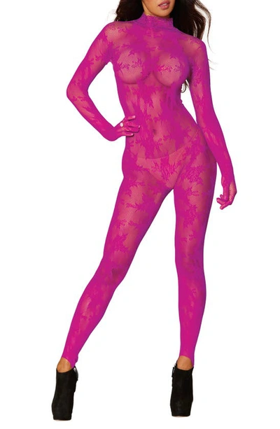 Shop Dreamgirl Fishnet Glove Body Stocking In Azalea