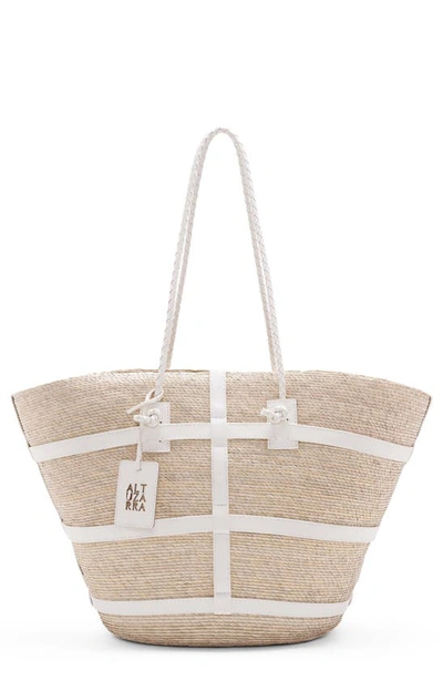 Shop Altuzarra Large Watermill Woven Palm Tote In Natural/ White