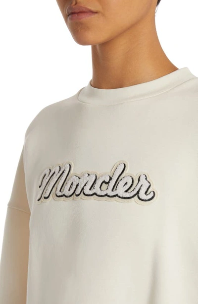 Shop Moncler Logo Appliqué Crop Sweatshirt In White