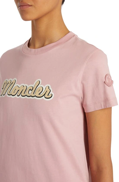 Shop Moncler Logo Appliqué T-shirt In Pink