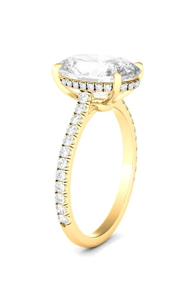Hautecarat Oval Cut & Pavé Lab Created Diamond 18k Gold Ring In 18k Yellow Gold