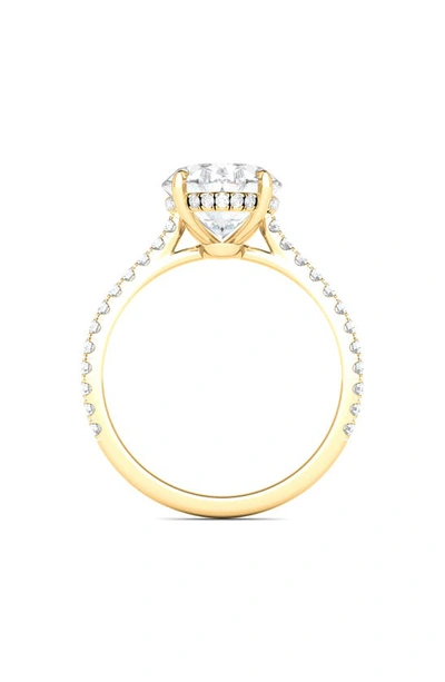 Hautecarat Oval Cut & Pavé Lab Created Diamond 18k Gold Ring In 18k Yellow Gold