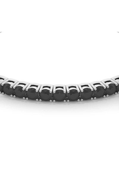Hautecarat Round Cut Lab Created Black Diamond 18k Gold Tennis Bracelet In 18k White Gold