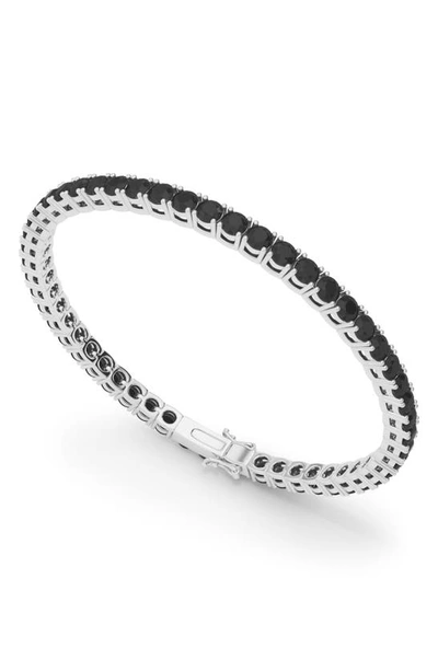Hautecarat Round Cut Lab Created Black Diamond 18k Gold Tennis Bracelet In 18k White Gold