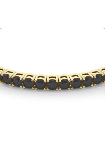 Hautecarat Round Cut Lab Created Black Diamond 18k Gold Tennis Bracelet In 18k Yellow Gold