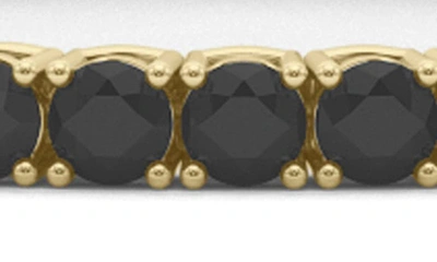 Hautecarat Round Cut Lab Created Black Diamond 18k Gold Tennis Bracelet In 18k Yellow Gold