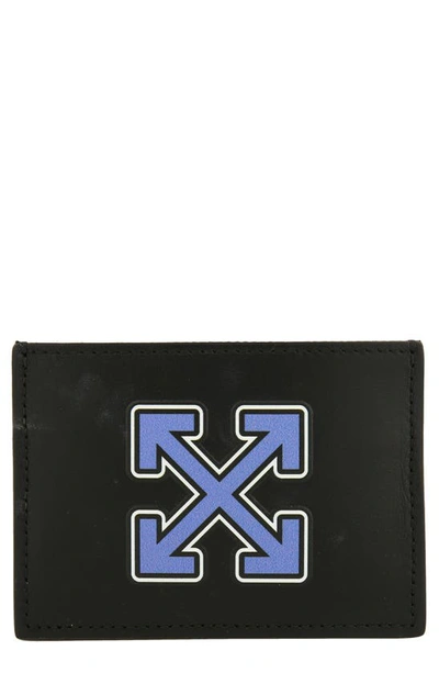 Shop Off-white Arrow Leather Card Case In Black Light Blue