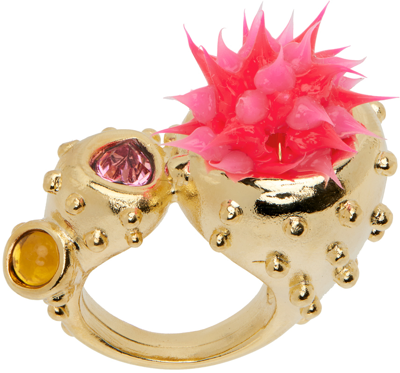 Shop Collina Strada Gold & Pink Candy Pod Ring In Pink Gold