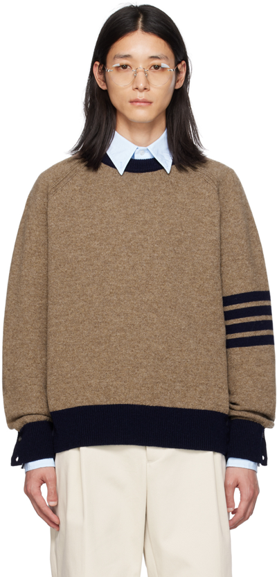 Shop Thom Browne Brown 4-bar Sweater In 215 Med Brown