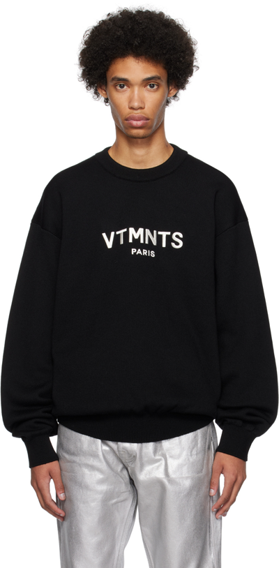 Shop Vtmnts Black Embroidered Sweater In Black / White