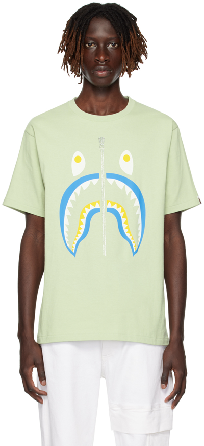 Shop Bape Green Shark T-shirt