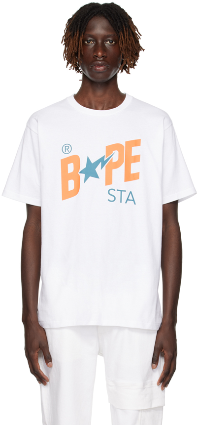 Shop Bape White ' Sta' T-shirt