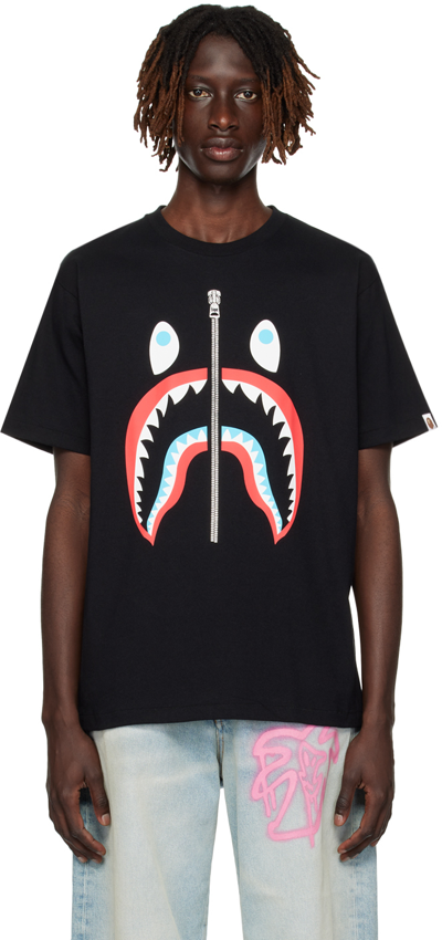 Shop Bape Black Shark T-shirt