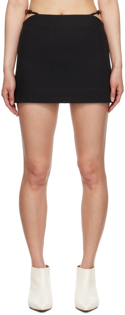 Shop Ganni Black Beaded Miniskirt In 099 Black