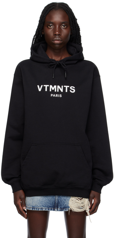 Shop Vtmnts Black Paris Hoodie In Black White