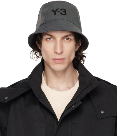 Shop Y-3 Gray Paneled Bucket Hat In Dgh Solid Grey