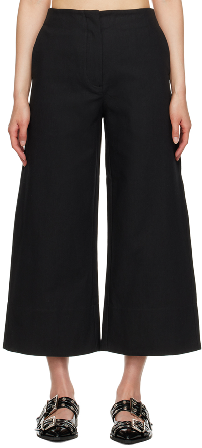Shop Ganni Black Cropped Trousers In 099 Black