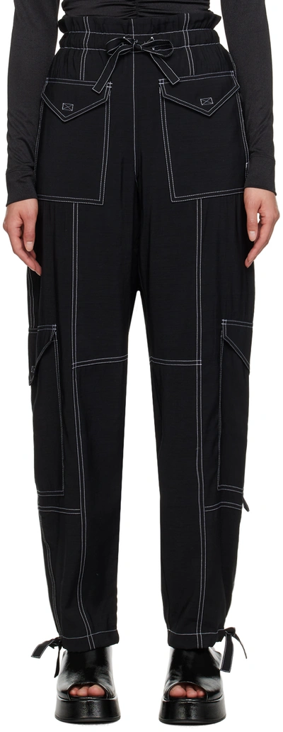 Shop Ganni Black Pocket Trousers In 099 Black