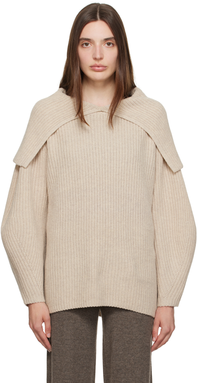 Shop By Malene Birger Beige Fevila Sweater In 1ct Oyster Gray