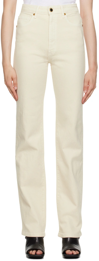 Shop Khaite Off-white Danielle Jeans In 008 Denim Ivory