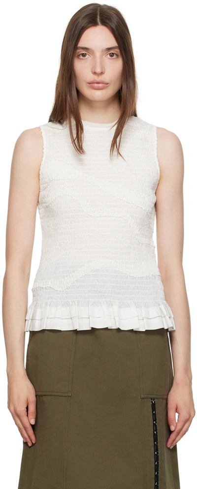 3.1 Phillip Lim White Smocked Tank Top In Wh100 White