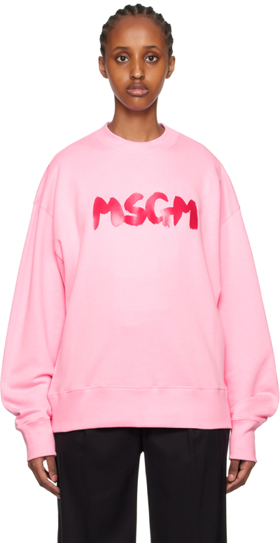 Shop Msgm Pink Printed Sweatshirt In 12 Pink