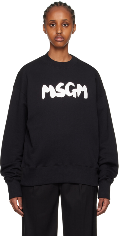 Shop Msgm Black Printed Sweatshirt In 99 Black