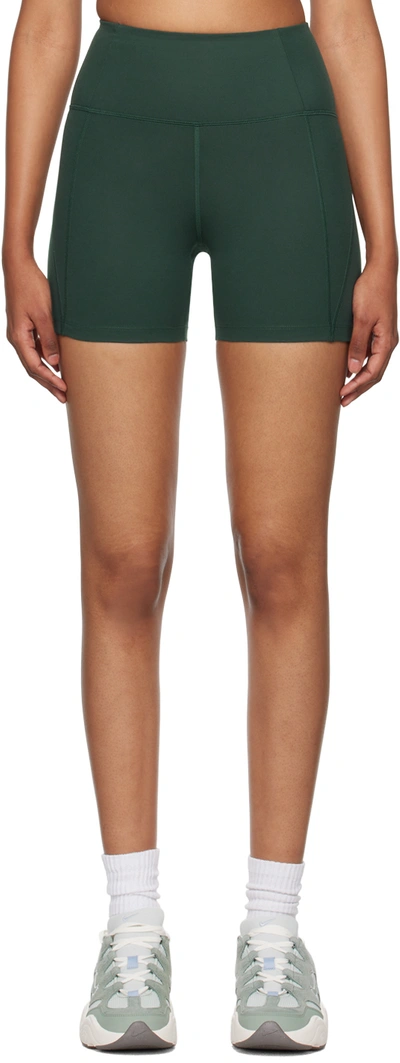 Shop Girlfriend Collective Green High-rise Shorts In Moss