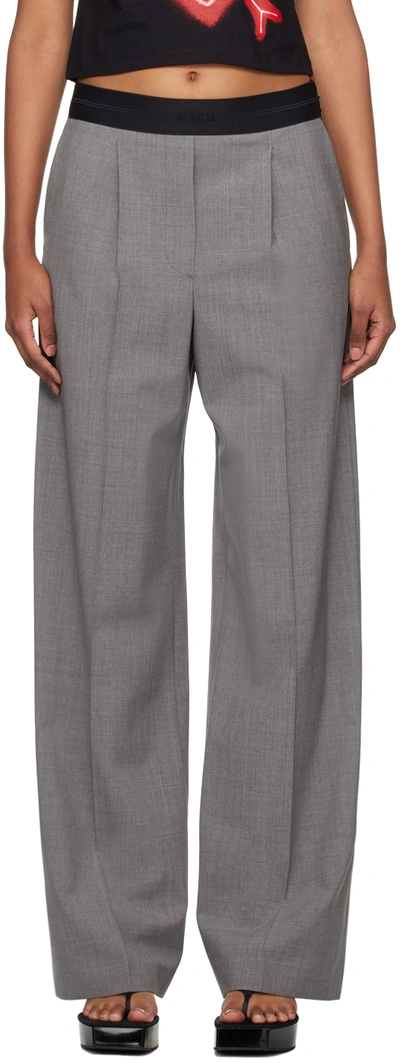 Shop Msgm Gray Straight-leg Trousers In 96 Grey Melange