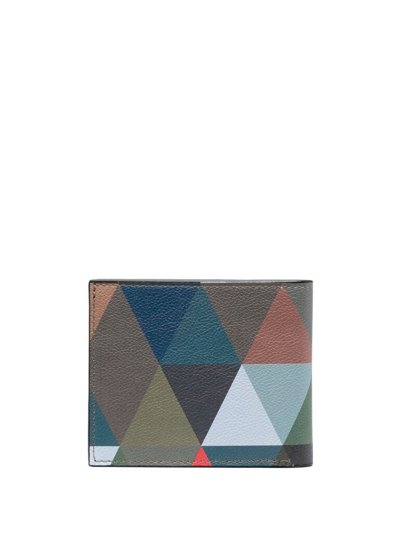 Shop Leathersmith Of London Geometric-pattern Pebbled Leather Wallet In Blue