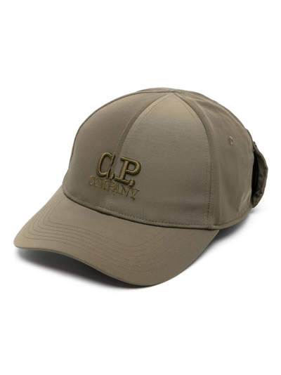 Shop C.p. Company Logo-embroidered Curved-peak Cap In Green