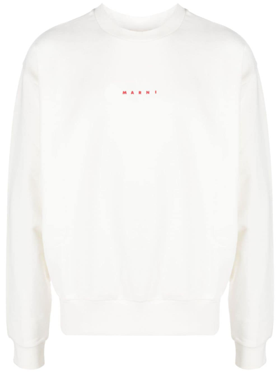 Shop Marni Logo-print Cotton Sweatshirt In White