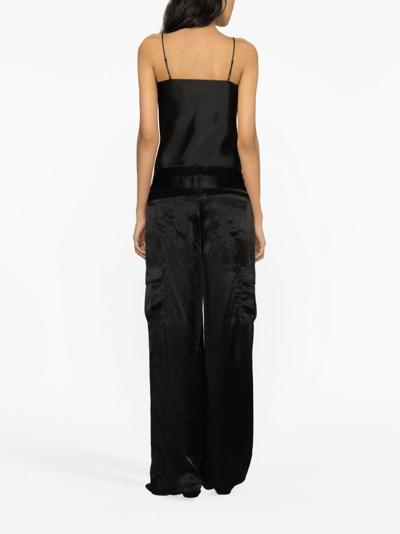 Theory Satin-finish Wide-leg Trousers In Black
