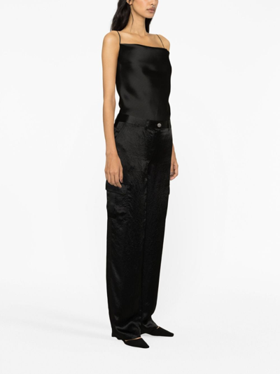 Shop Theory Satin-finish Wide-leg Trousers In Black