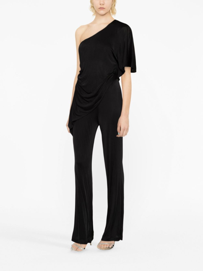 Shop Diane Von Furstenberg Talia One-shoulder Draped Jumpsuit In Black