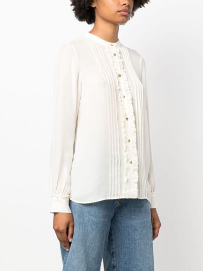 Shop Michael Michael Kors Ruffled Buttoned Shirt In Neutrals