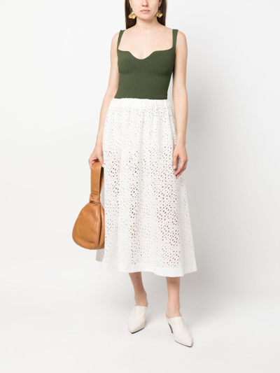 Shop Totême Broderie-anglaise Midi Skirt In White