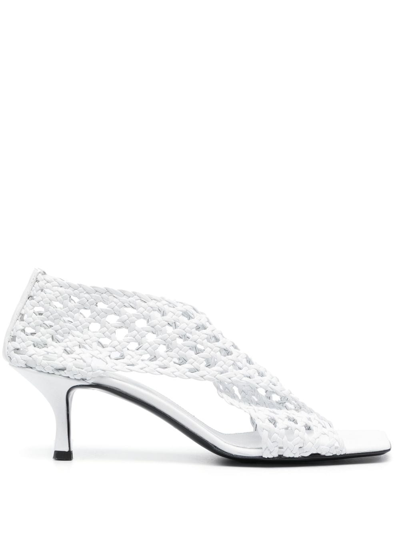 Shop Totême The Leather Crochet 55mm Pumps In White