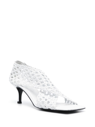 Shop Totême The Leather Crochet 55mm Pumps In White