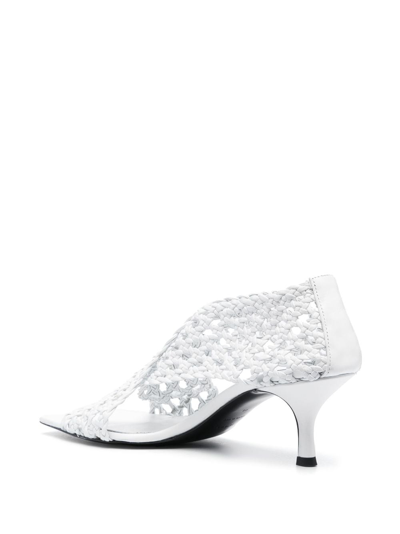 Shop Totême The Leather Crochet 55mm Pumps In White