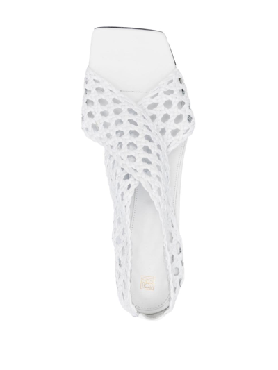 Shop Totême The Leather Crochet 55mm Pumps In White