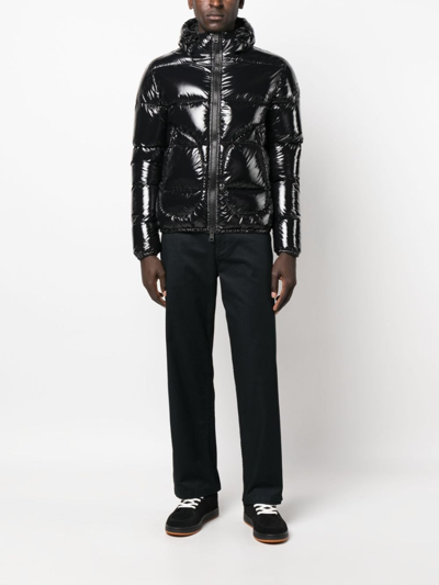 Herno Hooded Shiny Down Jacket In Black
