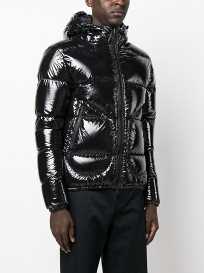 Shop Herno Laminated Hooded Padded Jacket In Black