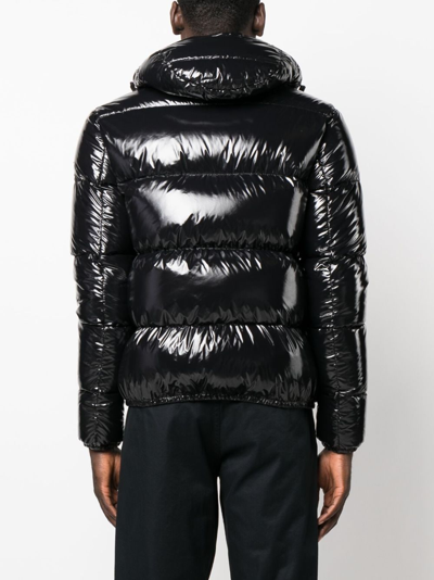 Shop Herno Laminated Hooded Padded Jacket In Black