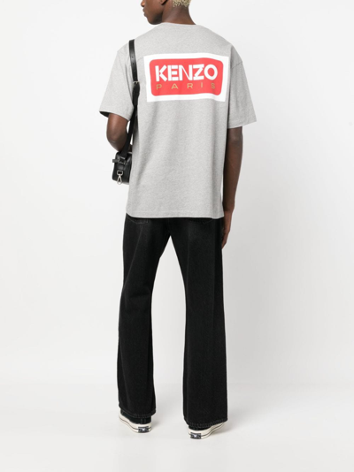 Shop Kenzo Logo-patch Cotton T-shirt In Grey