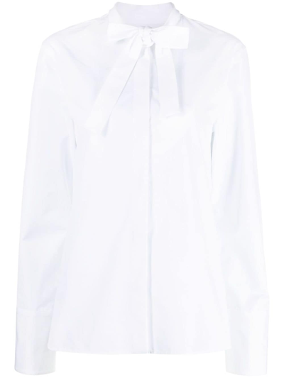 Shop Jil Sander Bow-detailing Cotton Shirt In White