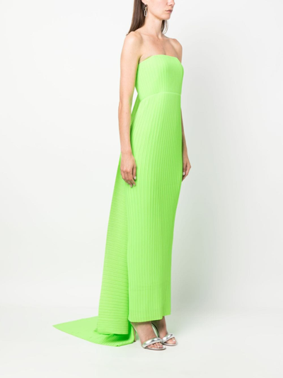 Shop Solace London Pleated Strapless Maxi Dress In Green