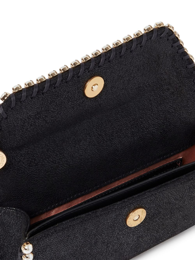 Shop Stella Mccartney Falabella Pearl-detail Clutch Bag In Black