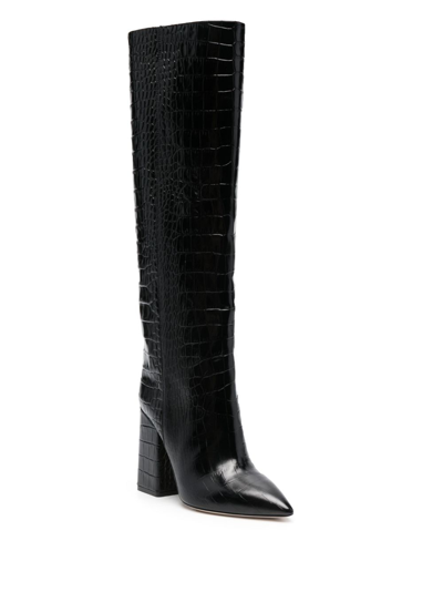 Paris Texas Anja Boot 70 High Heels Boots In Black Leather In Black